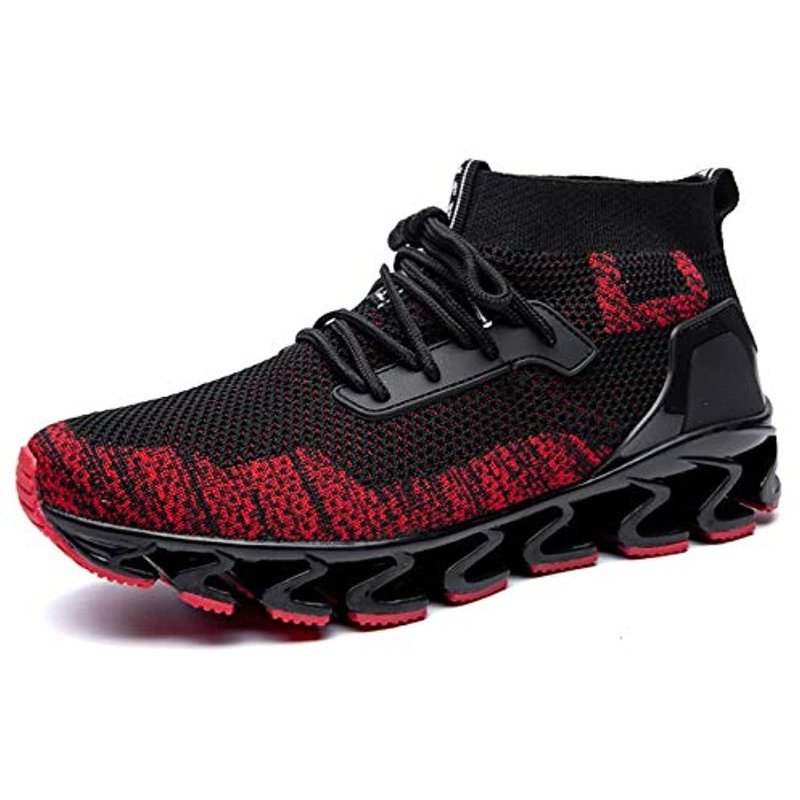 wanhee Men Sport Running Shoes Athletic Tennis Walking Sneakers Black-red